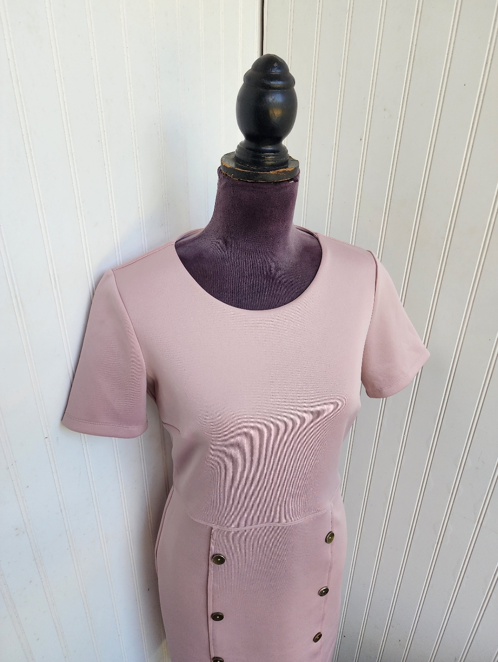 Enfocus Studio Womens Blush Pink Sleeveless Fitted Classic Button Dress 6 - Picture 3 of 14